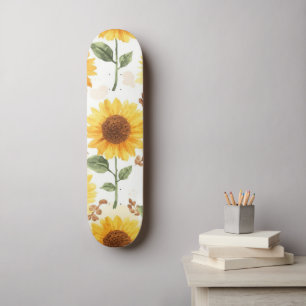 Skateboard Tournesols Jaunes Floral Aquarelle Fantaisiste