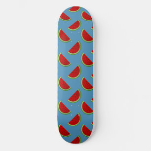 Skateboard Tranches de pastèque sur un fond bleu vif
