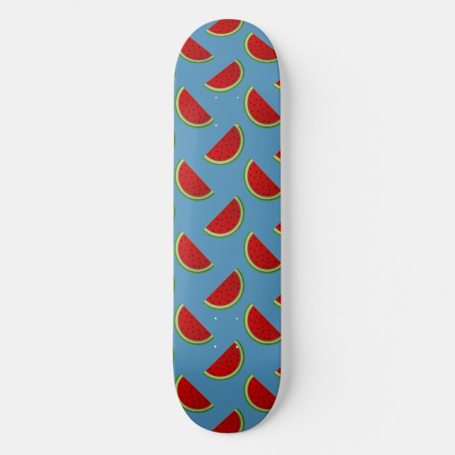Skateboard Tranches de pastèque sur un fond bleu vif (Recto)