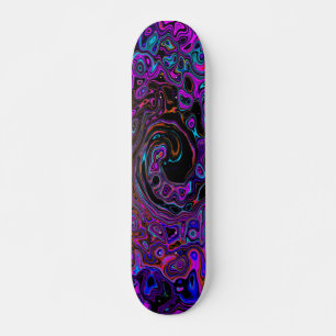 Skateboard Trippy Black et Magenta Retro Liquid Swirl