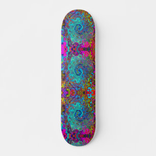 Skateboard Trippy Sky Blue Abstrait Retro Liquid Swirl
