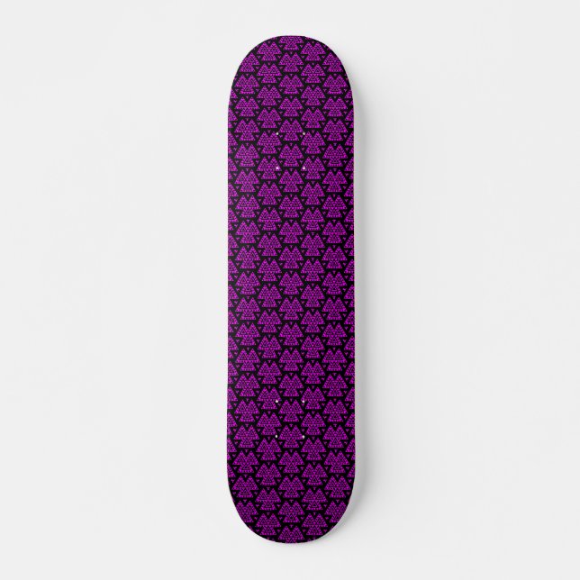 Skateboard Trois triangles v1 - Noir et Magenta (Devant)