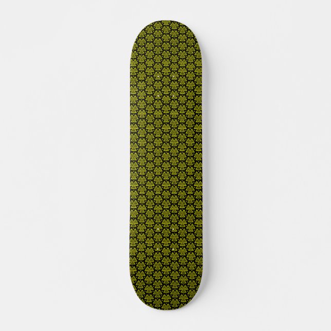 Skateboard Trois triangles v2 - Noir et Jaune (Devant)