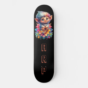 Skateboard *~* Troll AP89 Hippie Neon Whimsical Initial Cute