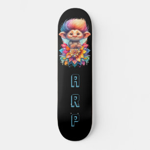 Skateboard *~* Troll doux AP89 Neon Arc-en-ciel Initiales Fle