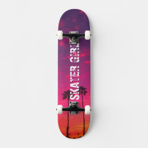Skateboard Tropical Pink Purple Beach Nom du coucher de solei