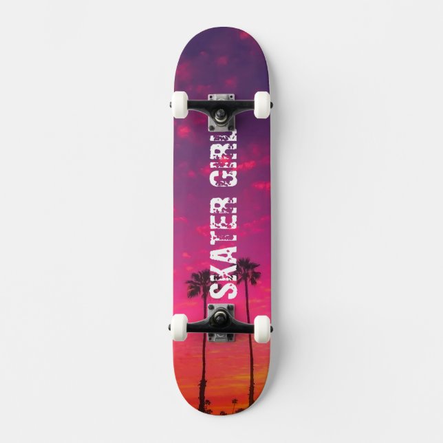 Skateboard Tropical Pink Purple Beach Nom du coucher de solei (Recto)