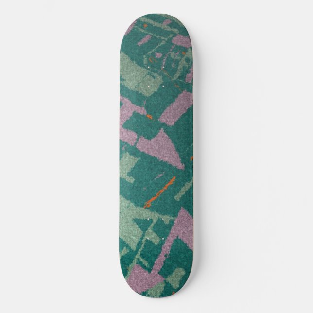 Skateboard Turquoise à section dorée (Recto)