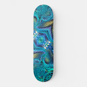 Skateboard Turquoise Aqua Blue Dragon Skin Abstrait