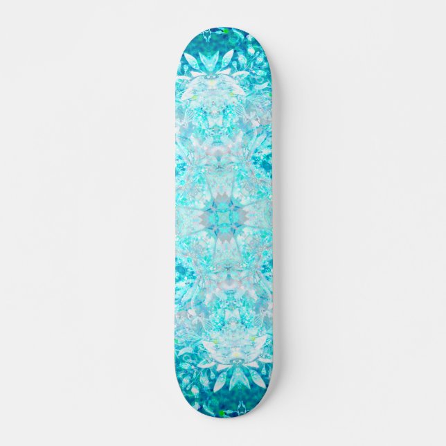 Skateboard Turquoise Aqua Blue Floral (Devant)
