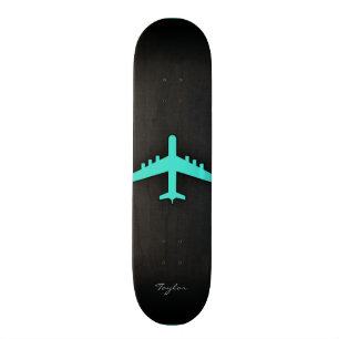 Skateboard Turquoise ; avion bleu vert