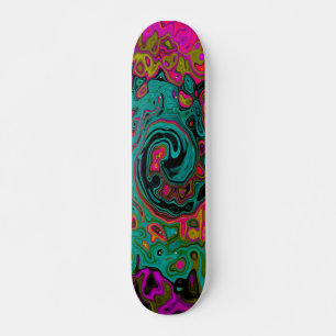 Skateboard Turquoise Tripant Abstrait Rétro Tourbillon Liquid