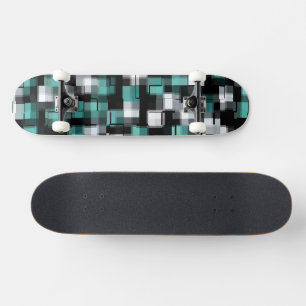 Skateboard Turquoise Vert Bleu Noir Blanc Tendance Motif Plai