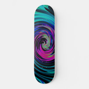 Skateboard Twirl Abstrait noir et turquoise