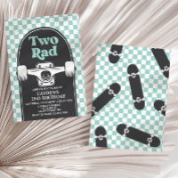 Skateboard Two Rad 2nd Birthday Invitation