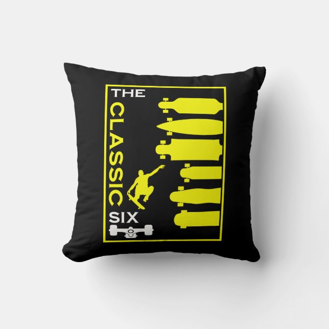 Skateboard Types Throw Pillow (Front)