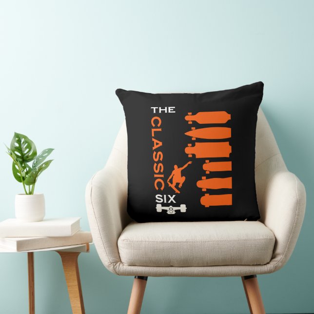 Skateboard Types Throw Pillow (Chair)