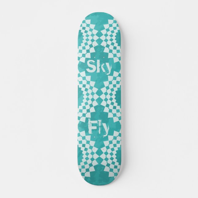 Skateboard Typographie moderne Fly Sky Blue Mandala (Devant)