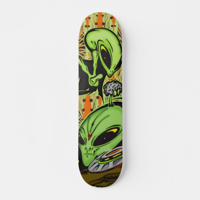 Skateboard UFO d'alien et de soucoupe volante (Devant)