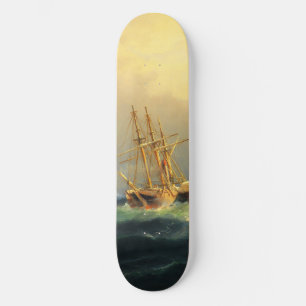 Skateboard Un bateau à vapeur dans une tempête dans l'océan A