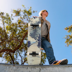 Skateboard Un chemin et des arbres sur la plage style japonai