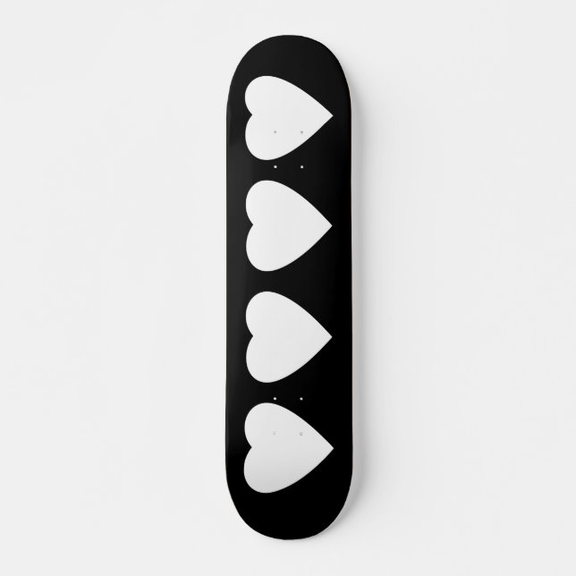 Skateboard Un coeur d'amour noir et blanc. (Devant)