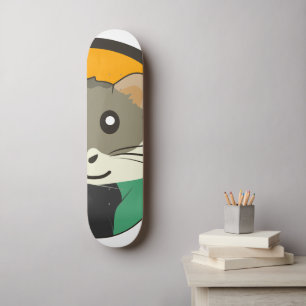 Skateboard Un mignon hamster en caricature avec une écharpe m