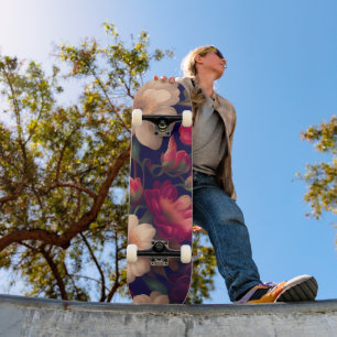 Skateboard Un papier peint avec un motif floral
