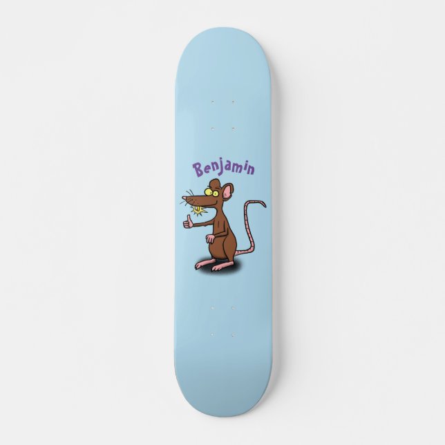 Skateboard Un rat brun mignon pouce vers le haut dessin animé (Devant)