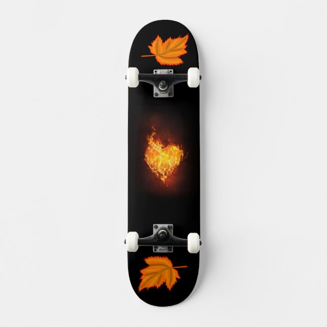 Skateboard Un seul coeur sur l'image de la flamme (Recto)