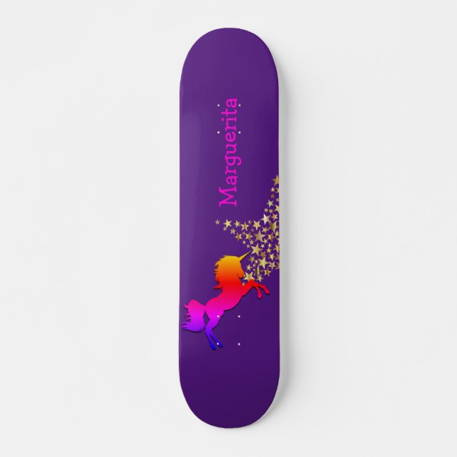 Skateboard UNICORN personnalisé Starry Purple (Devant)