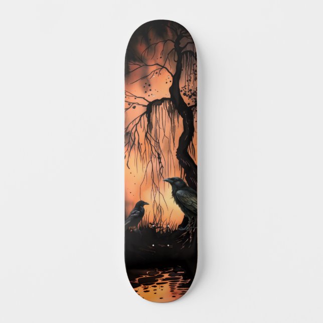Skateboard Unique Artsy Gothic Raven Patinage Deck (Recto)