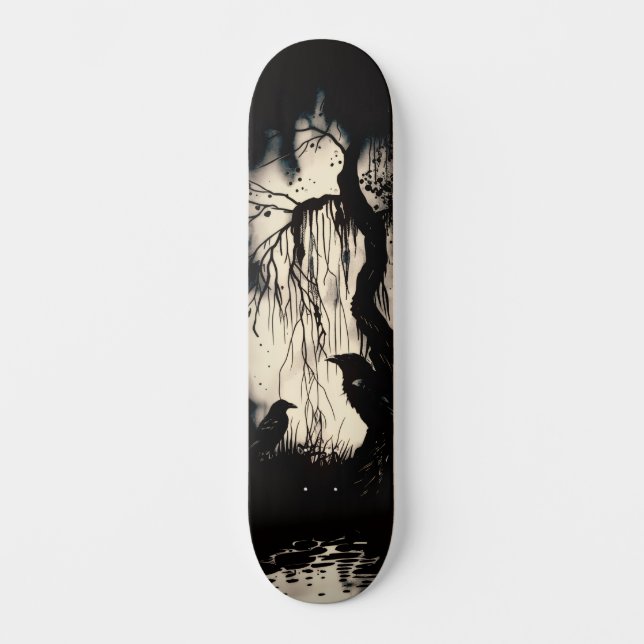 Skateboard Unique Artsy Gothic Raven Patinage Deck (Recto)