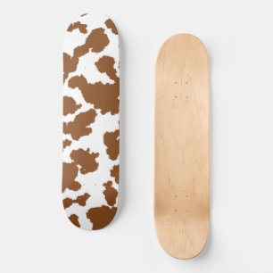 Skateboard Vache Brown Et Blanche Cacher Motif fourrure