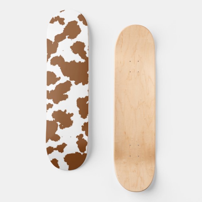 Skateboard Vache Brown Et Blanche Cacher Motif fourrure (Recto)