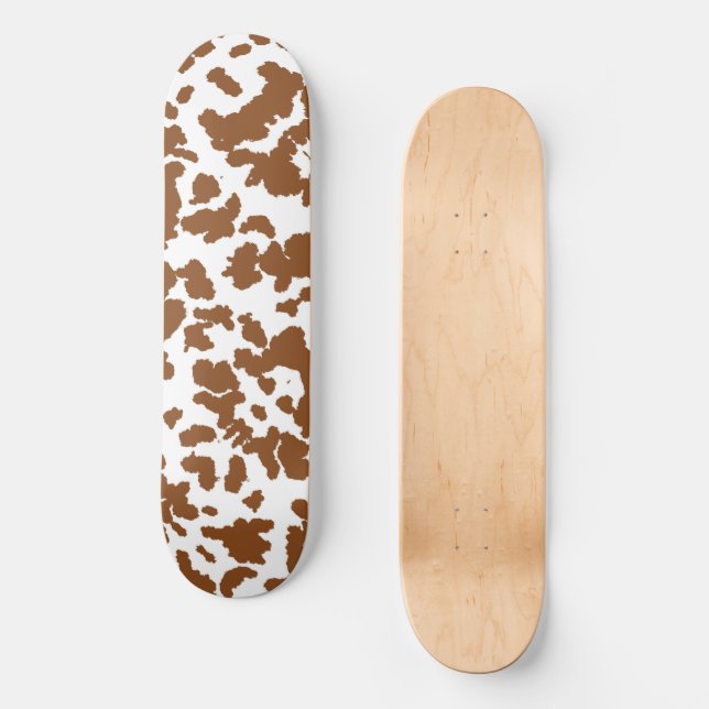 Skateboard Vache Brown Et Blanche Cacher Motif fourrure (Recto)