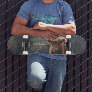 Skateboard Vache de Highland calvaire herbe d'automne monogra