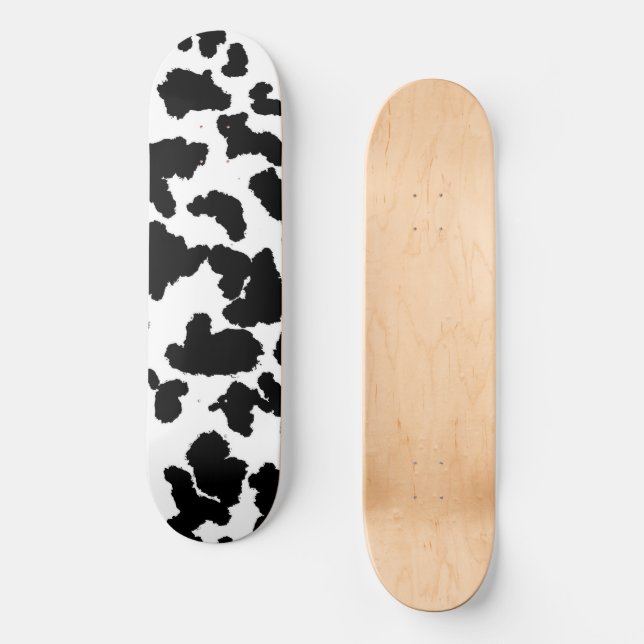 Skateboard Vache Noire Et Blanche Cacher Motif De Fourrure (Recto)
