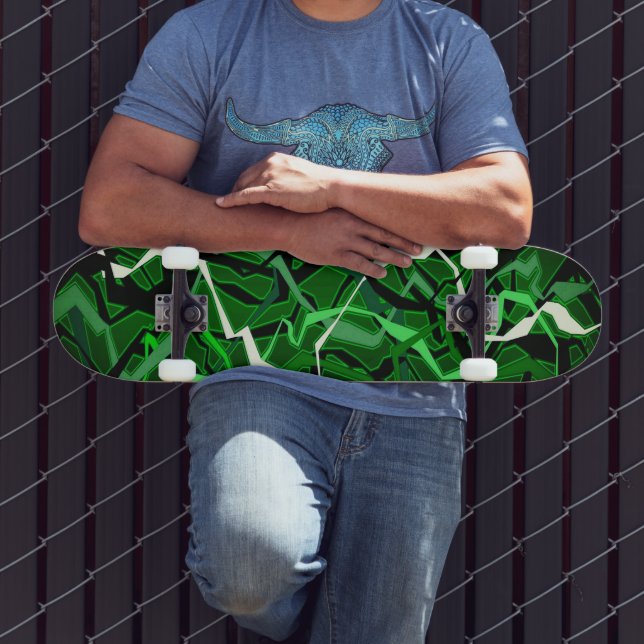 Skateboard Vague verte Abstraite (Extérieur 3)