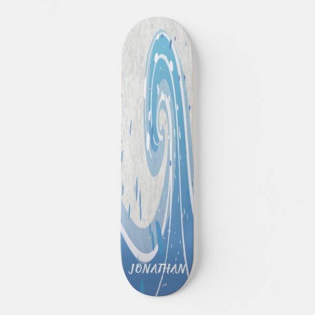 SKATEBOARD VAGUES DE SURF BLEU (Recto)