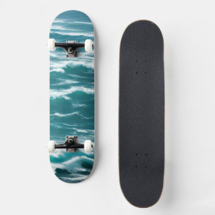Skateboard Vagues d'océan turquoise agitées