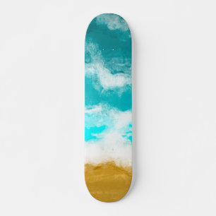 Skateboard Vagues océaniques Turquoise frappant le sable