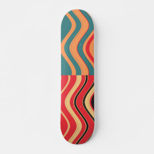 Skateboard Vagues rétro-colorées Art Décoratif 3