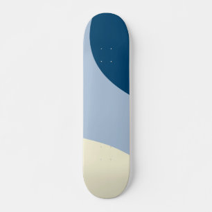 Skateboard Vagues simples - bleu foncé, bleu clair et crème