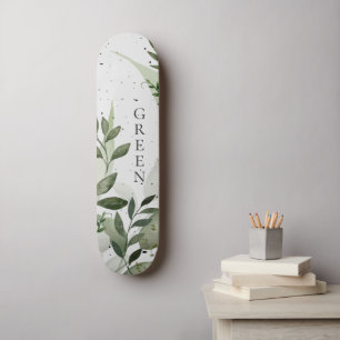 Skateboard Végétation, Béton, Votre Texte, Vert Gris