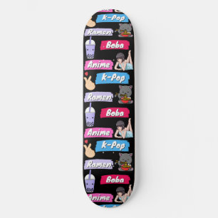 Skateboard Ventilateur de culture K-Pop, Ramen, Boba et Anime