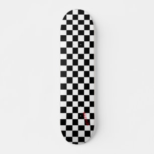 Skateboard Vérificateurs et noms blancs et noirs ou texte
