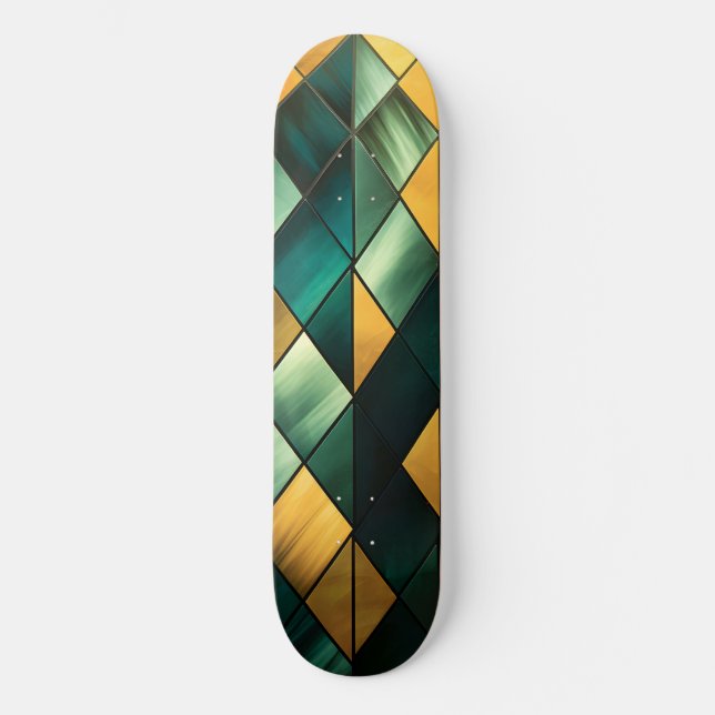 Skateboard Vert Abstrait doré géométrique (Recto)