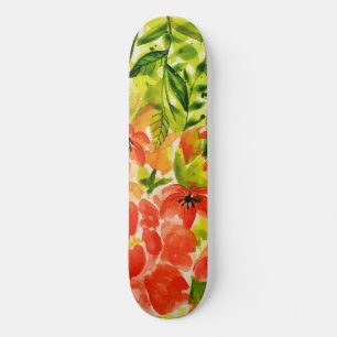 Skateboard Vert Fleurs de corail en fleurs sauvages Aquarelle