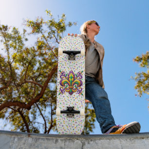 Skateboard Vert jaune pourpre Mardi Gras fleur de lis